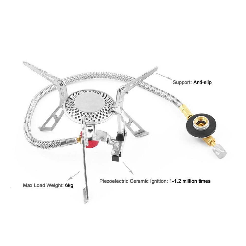 Mini Camping Kachel Outdoor Gasfornuis Brander Koken Picknick Draagbare Opvouwbare Lichtgewicht Split Brander Kachel Met Ontsteking Apparaat