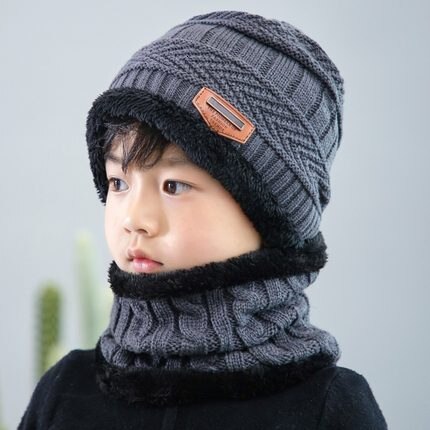 2 Stuks Kinderen Warme Winter Dikke Gebreide Muts Met Sjaal Set Handgemaakte Gehaakte Mutsen Baby Muts Voor 3-10 jaar Oude Kinderen Beanie: L