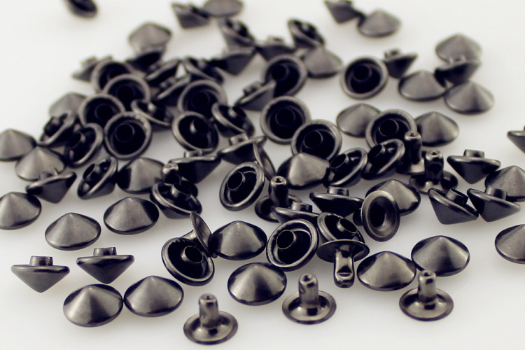 100 stücke 9mm Bunte einstellen Kegel Nieten Zink Legierung Leder Zucht Schuhe DIY Punk Stil Spitze Schraube Für Gürtel taschen pulseras pinchos: Pistole-Schwarz