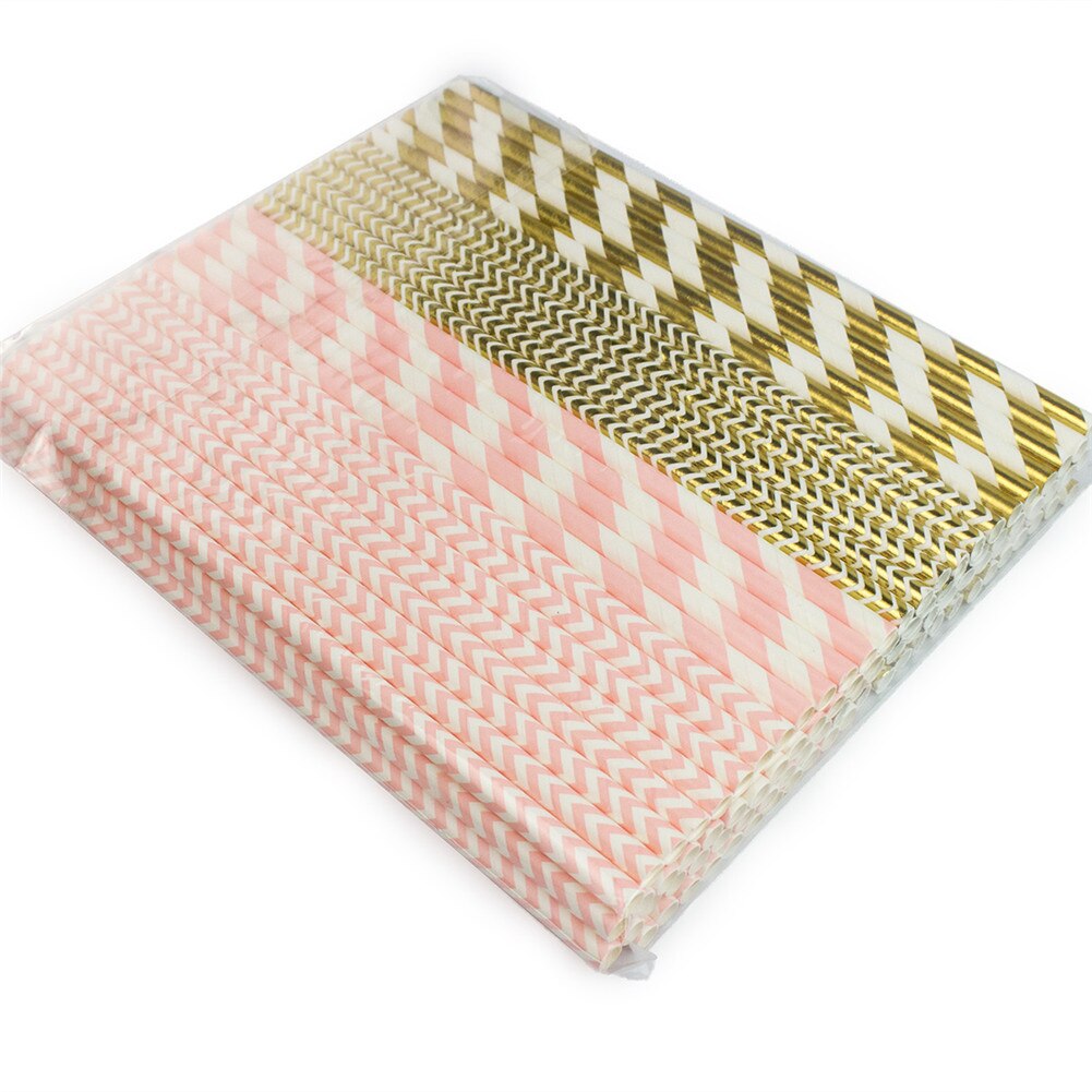 100Pcs Milieuvriendelijke Biologisch Afbreekbare Stro Kleurrijke Papier Stro Set Voor Home Party Benodigdheden Verjaardag Bruiloft