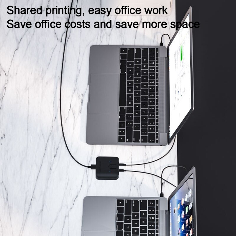 OOTDTY Acasis USB Switch Hub Printer Sharing Switcher 2 in 1 Out Data Transfer Hub