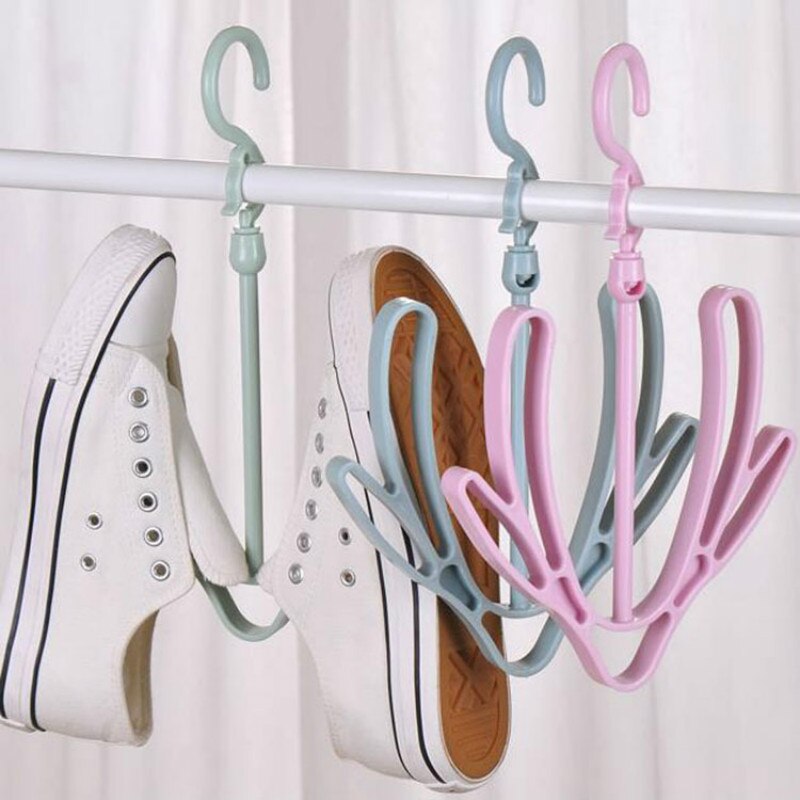 1 Pc 30*17 cm 360 Graus Rotate Varanda Dupla-Sapato gancho Titular Conveniente Removível Tipo de Sapato de Plástico rack de Secagem Cremalheira 3 Cor