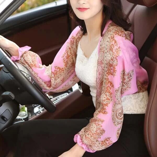 Ultralight Ademend Sunproof Mouw Shawl Geplooide Zomer Vrouwelijke Sjaals Effen Ruches Strand Chiffon Sjaal Voor Vrouwen