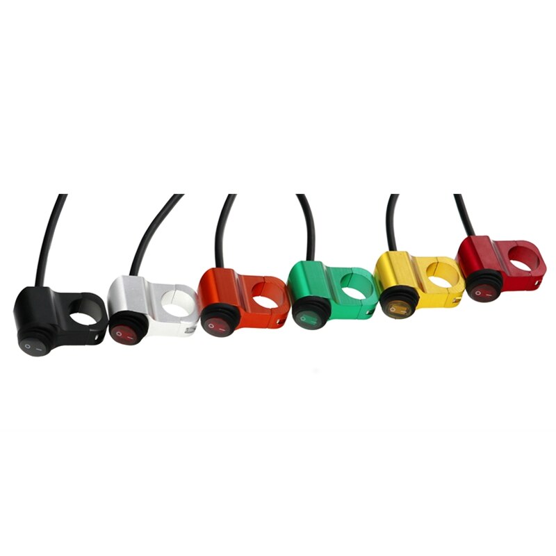 MoFlyeer 7/8" 22mm Motorcycle Aluminium Alloy Switches Waterproof Headlight Switch and 3 Wires with Red Led Light 12v