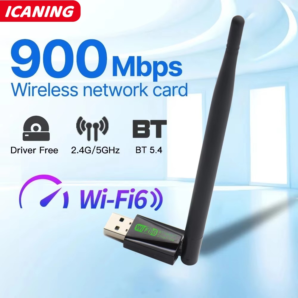 Adaptador usb wifi 6 900mbps bluetooth 5.4 ax900 dongle usb placa de rede sem fio banda dupla 2.4g 5g receptor ethernet driver grátis