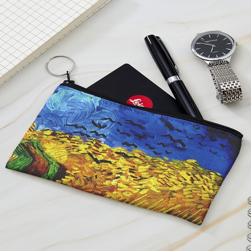 Lieferwagen Gogh Ölgemälde Geldbörse Mini retro Tägliche Lagerung Tasche Tragbaren Brieftasche Lippenstift Schlüssel Bleistift fallen Frauen Leinwand machen-hoch tasche