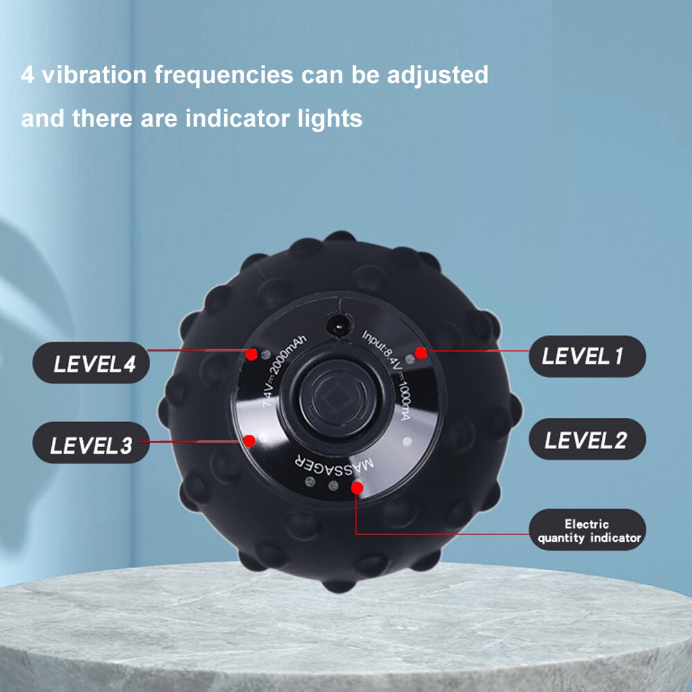 Electric Massage Ball 4-Speed Vibrating USB Rechargeable Training Yoga Fitness Full Body Ache Pain Massager
