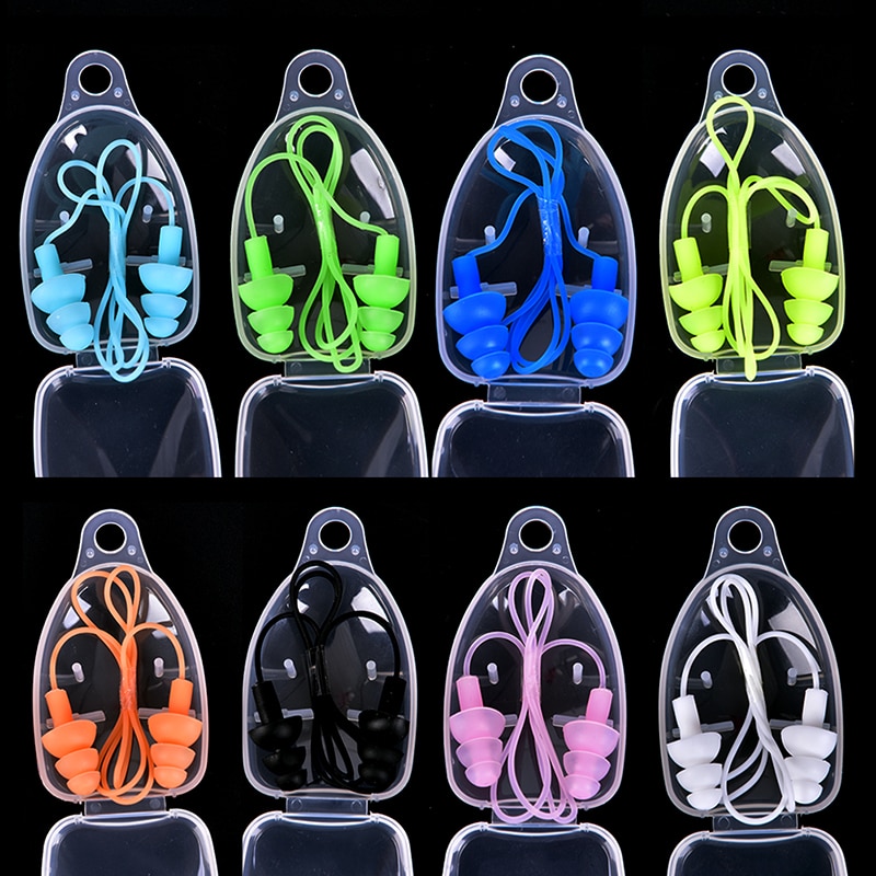 8 Kleuren Universele Zachte Siliconen Zwemmen Oordoppen Oordopjes Zwembad Accessoires Met Verbindingslijn Water Sport Swim Ear Plug