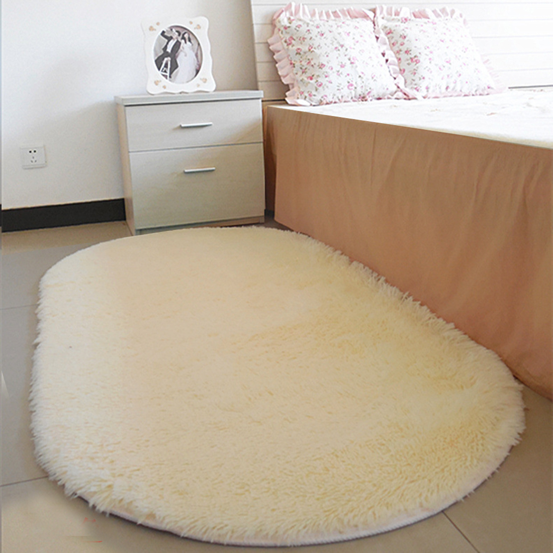 40*60cm antislip, pluizige shaggy vloerkleden voor in huis, kamer, tapijt, vloermatten, slaapkamer, badkamer, deurmatten, shag tapijten: Romig geel