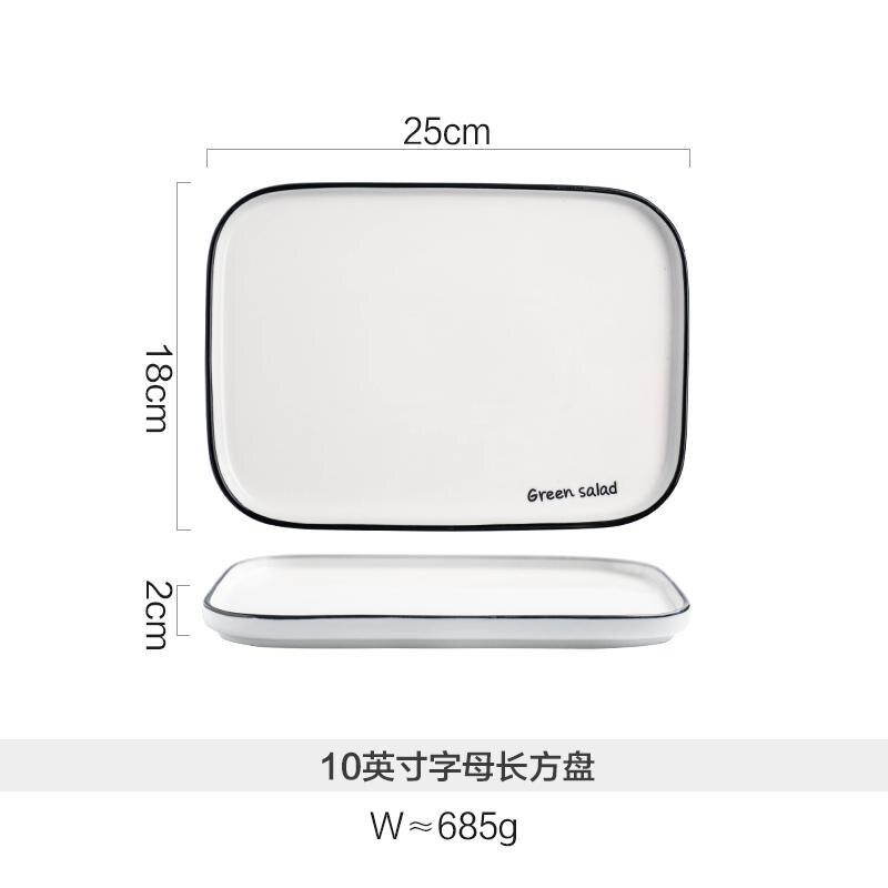 Ceramic Tableware European Square Plate Home Simple Western Pasta Pasta Steak Breakfast Plates: Have text10rectangle
