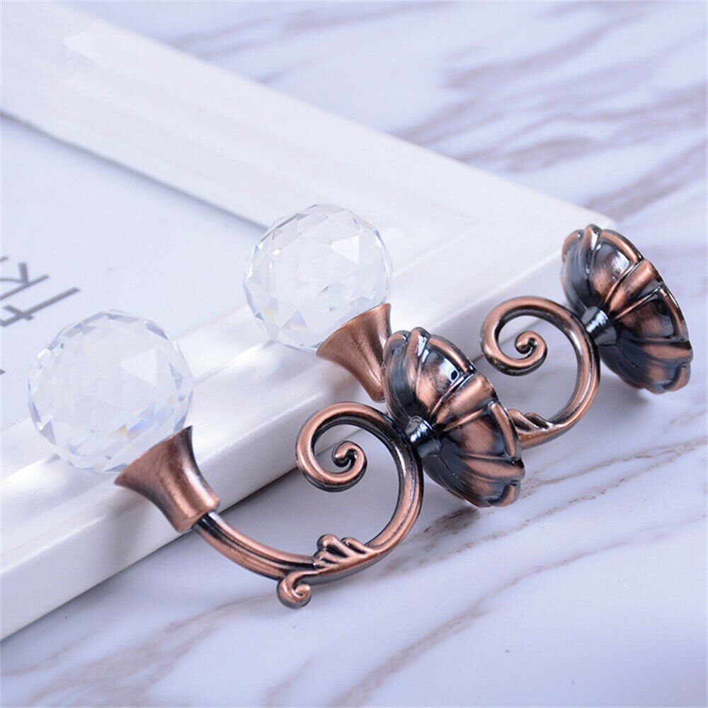 Vacclo 1 pair Vintage Crystal Curtain Hook Home Wall Tie Hold Backs Hooks Hanger Home Decoration Delicate Holder for Towel Hats: Red