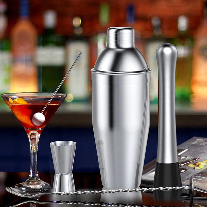 Cocktail Set 14 Piece Stainless Steel Cocktail Shaker Set with Bamboo Stand Bartender Kit Home Bar Set Cocktail Shaker