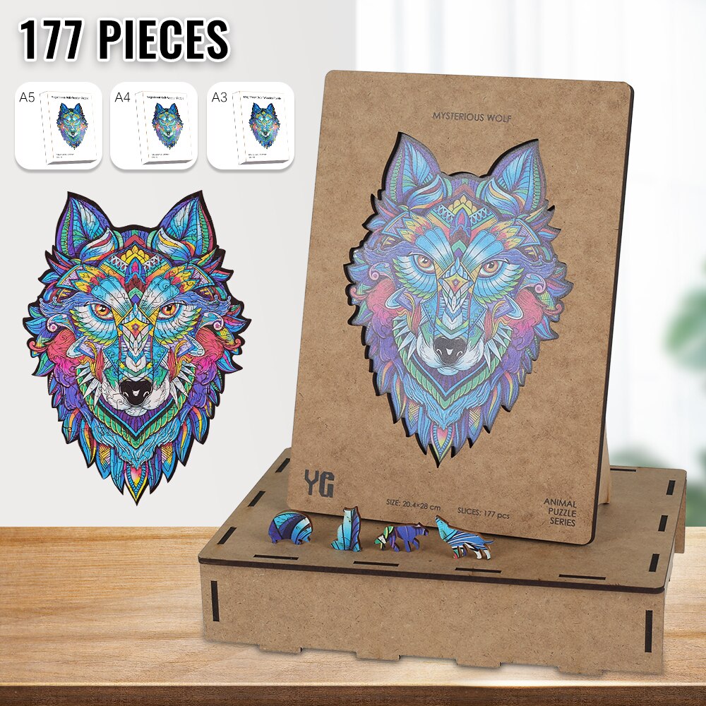 Unieke Houten Puzzels Mysterieuze Wolf Puzzel Cadeau Voor Volwassenen Kids Educatieve Puzzel Fabulous Interactieve Spelletjes