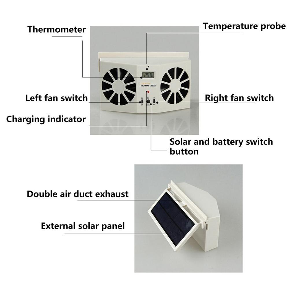 Adjustable Car Solar Exhaust Fan Auto Ventilator Car Cooler Ventilation Fan Dual-Mode Power Supply Portable