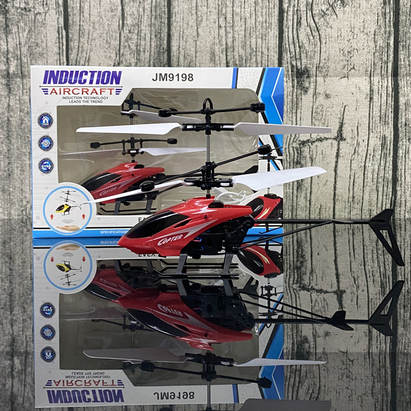 Vliegende Vliegtuig Ball Spinner Speelgoed Meisjes Hand Controlled Drone Helicopter 360 ° Roterende Mini Ufo Met Licht Kinderen Verjaardagscadeautjes: Helicopter red