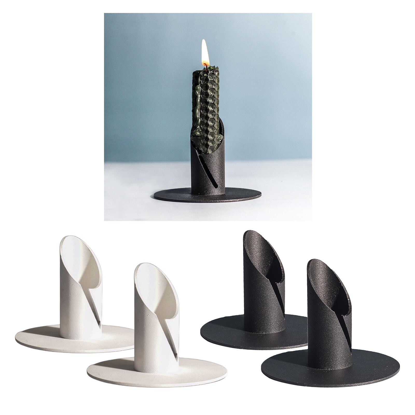 2pcs Iron Candle Holders, Decorative Iron Pillar Candle Stand Candlestick for Wax Candles Wedding Christmas Spa