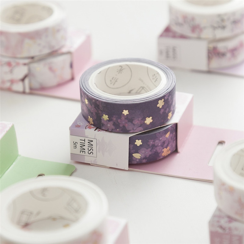 Cinta Washi romántica de estilo japonés, 15mm X 5m, Washi Tape Wave crane Sakura, cinta adhesiva decorativa para álbum de recortes, soporte escolar