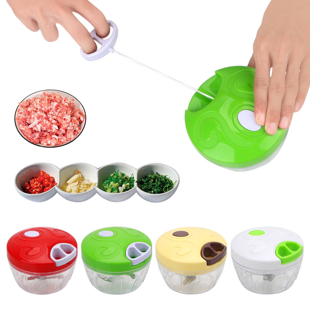 Manual Food Cutter Processor Pull String Garlic Chopper Crusher