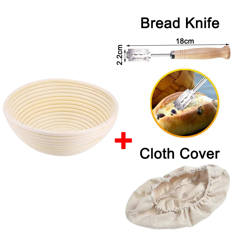 Round /Oval Banneton Bread Basket Brotform Bread Fermentation Rattan Basket Dough Mass Bread Proofing Proving Basket DIY Tool: 22X8.5CM set