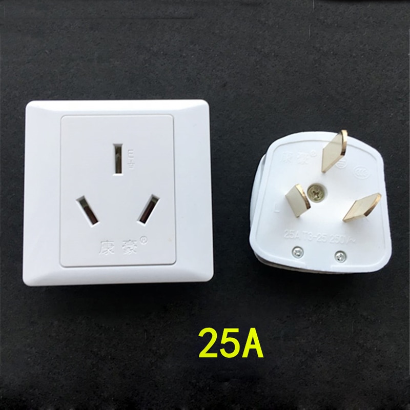 2 stuks High Power Socket Plug Stopcontacten Drie Pin 25A voor Airconditioning Boiler Techniek
