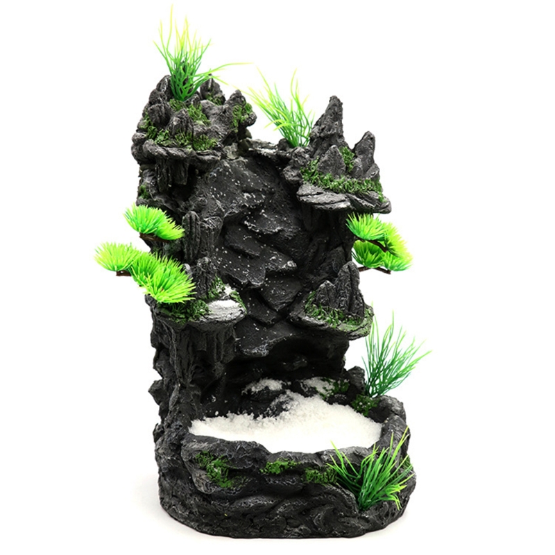 Decoración Acuario, piedra resina Artificial, roca, pez montaña para tanque, paisaje cascada con detalles