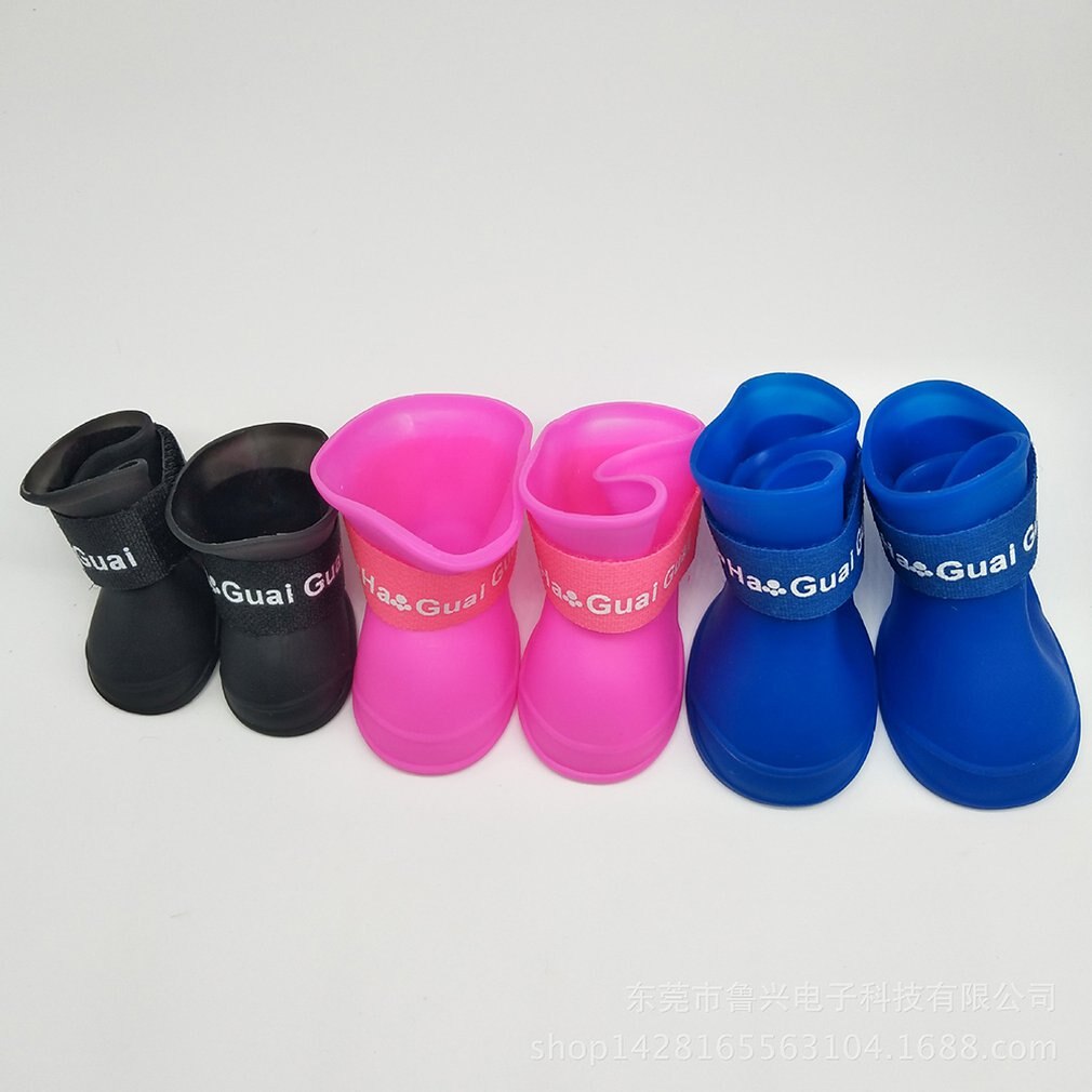 1 Paar/set Waterdichte Siliconen Anti-Slip Huisdieren Honden Schoenen Ademend Effen Kleur Regen Laarzen Schoenen Voor Dierbenodigdheden