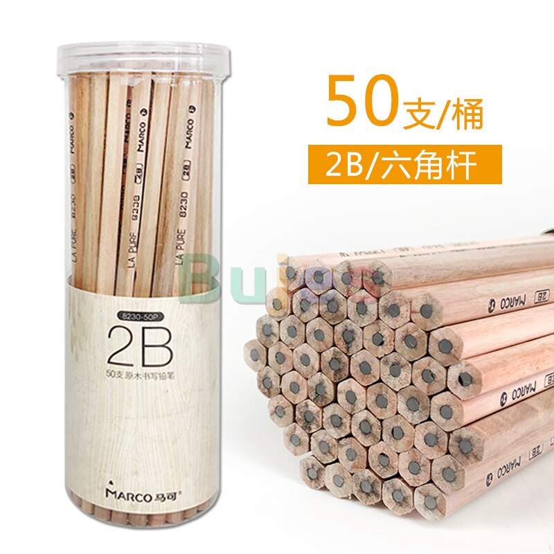 Marco Marco Pencil, Non-toxic HB Children's Brush, Kindergarten Beginners Practice Writing Pen, School Supplies Set,50 pens: nature(2B)