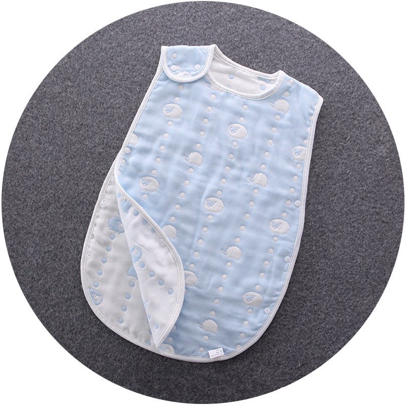 Bébé sac de couchage confortable 6 couches gaze coton pour 0-7Y enfants sommeil couvertures garçons filles enfants Swaddle vêtements de nuit Slaapzak: Blue Hedgehog / 12M