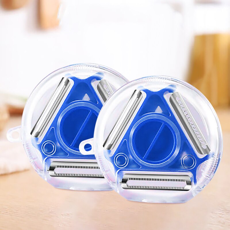 1-2pcs 3in1 Kitchen accessories Vegetable Peeler Potato peeler Carrot Grater Fruit cutter Tools Kitchen gadgets set convenience: blue 2pcs