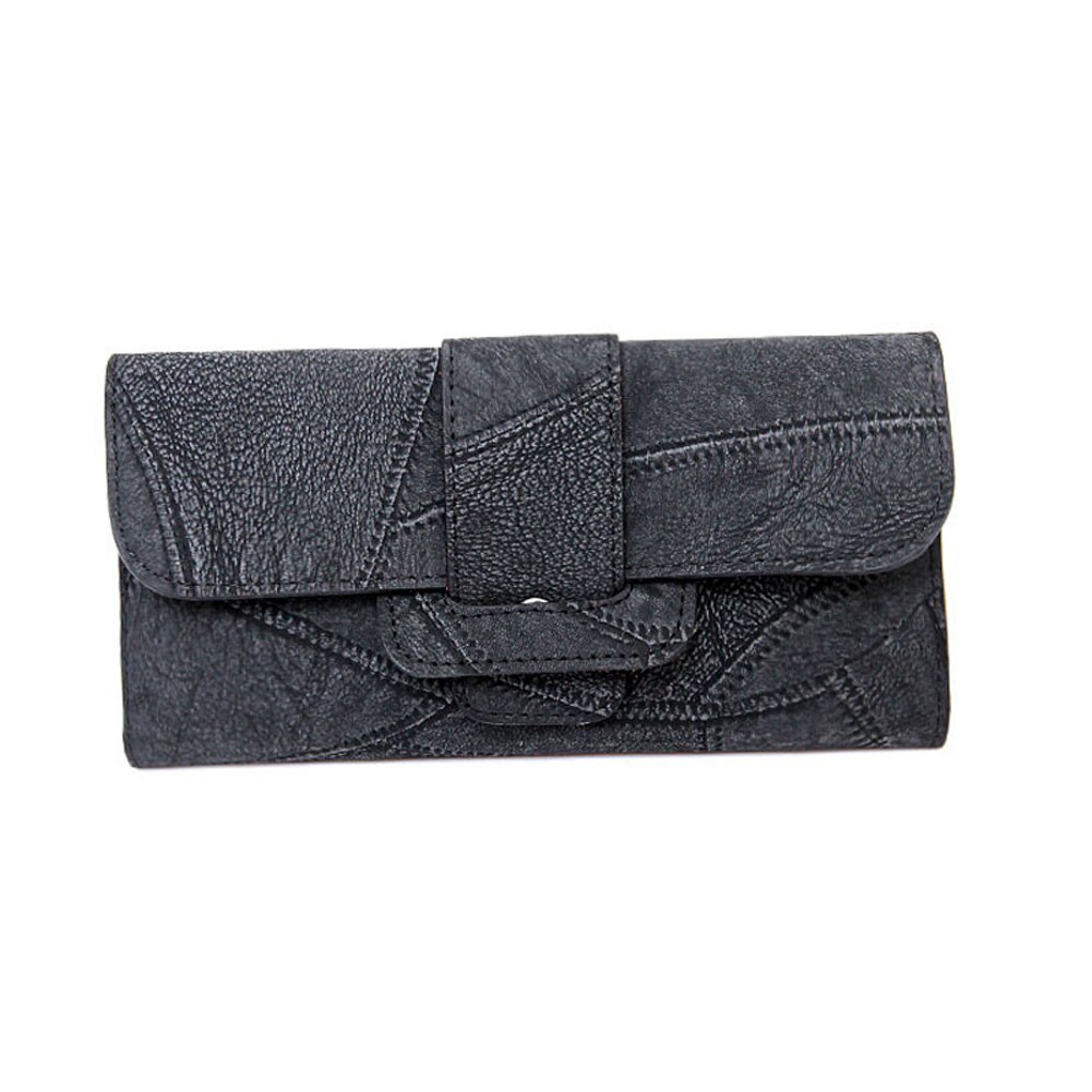 2 stk kvinder pu læder pung sæt lang pung clutch punge kortholder håndtaske: Sort