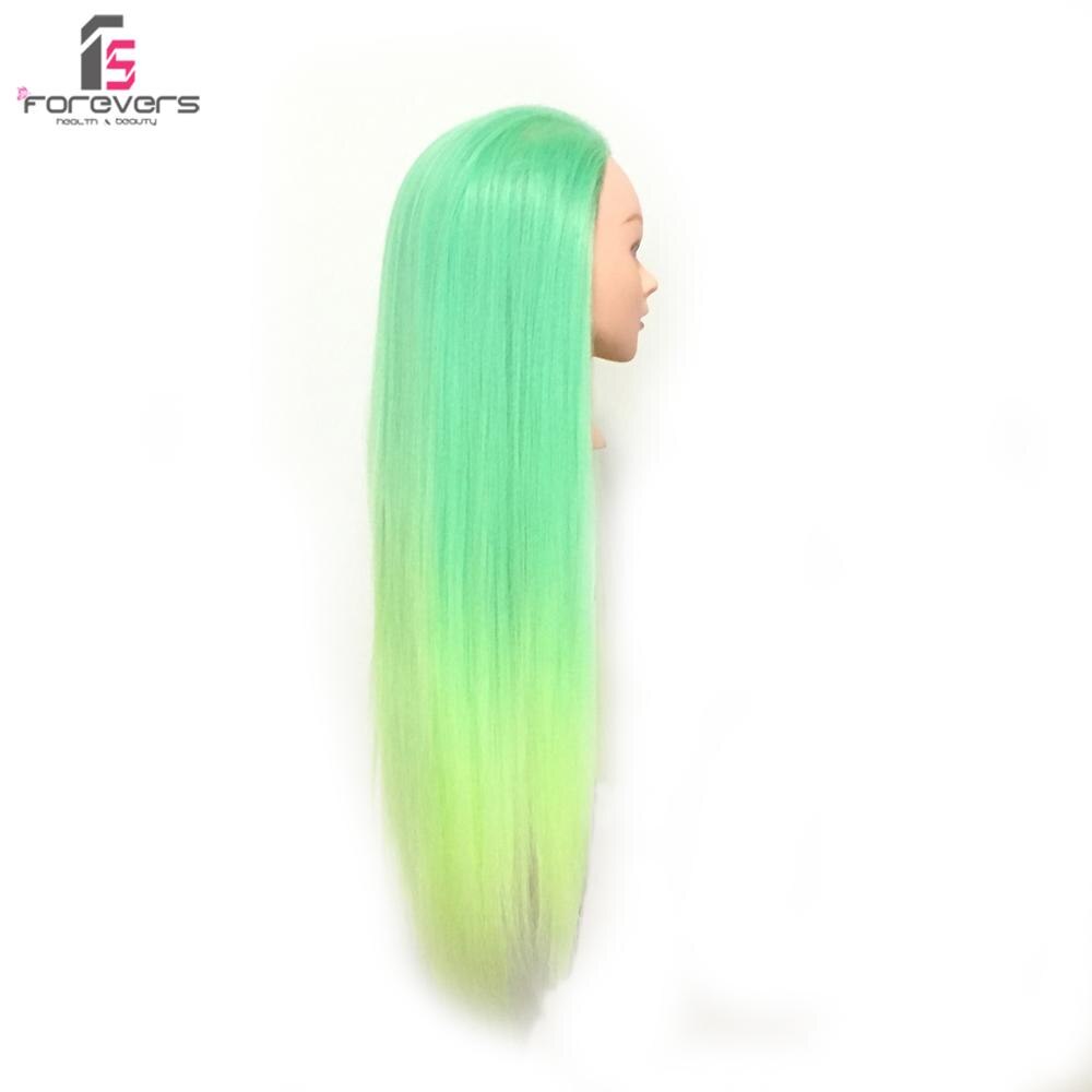 24" Hairdressing Mannequin Head Training Color Hair Styling Cosmetology Dark Green + Free Clamp
