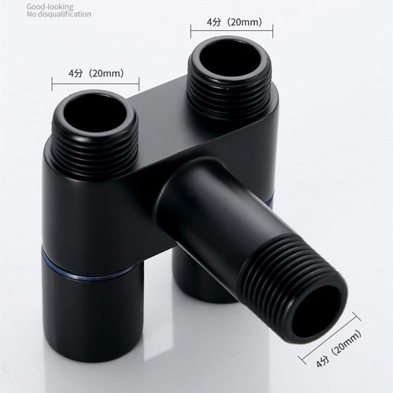 Black G1/2 Mini Multi-function Faucet Brass One Into Two Out Dual Control Washing Machine Tap Three-way Toilet Triangle Valve