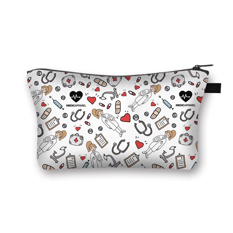 Engel in Weiß Krankenschwester Elektrokardiogramm Druck Damen machen-hoch Tasche Krankenschwester Mädchen Lagerung Tasche Kosmetik fallen: shzbblm25
