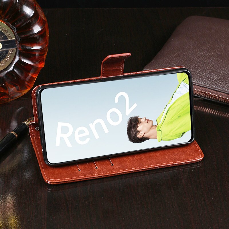 Dla OPPO Reno2 etui portfel z klapką biznes stojak skórzany Fundas etui na telefony dla OPPO Reno2 Reno 2 okładka akcesoria Capa