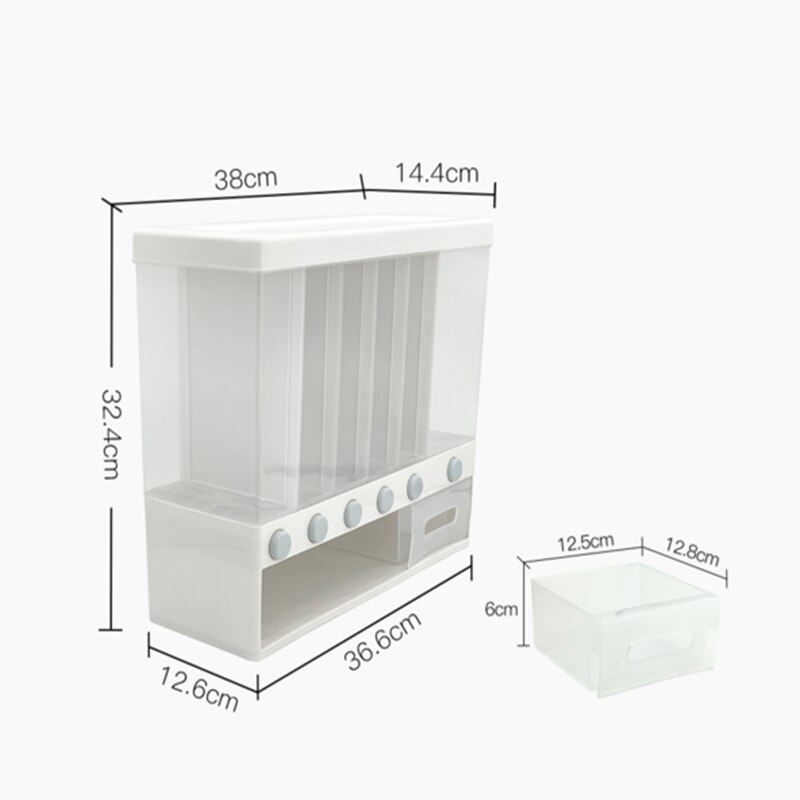 Dispensador de arroz y cereales montado en la pared, 6 estantes automáticos a prueba de humedad, caja sellada de almacenamiento de alimentos, contenedor de almacenamiento de arroz