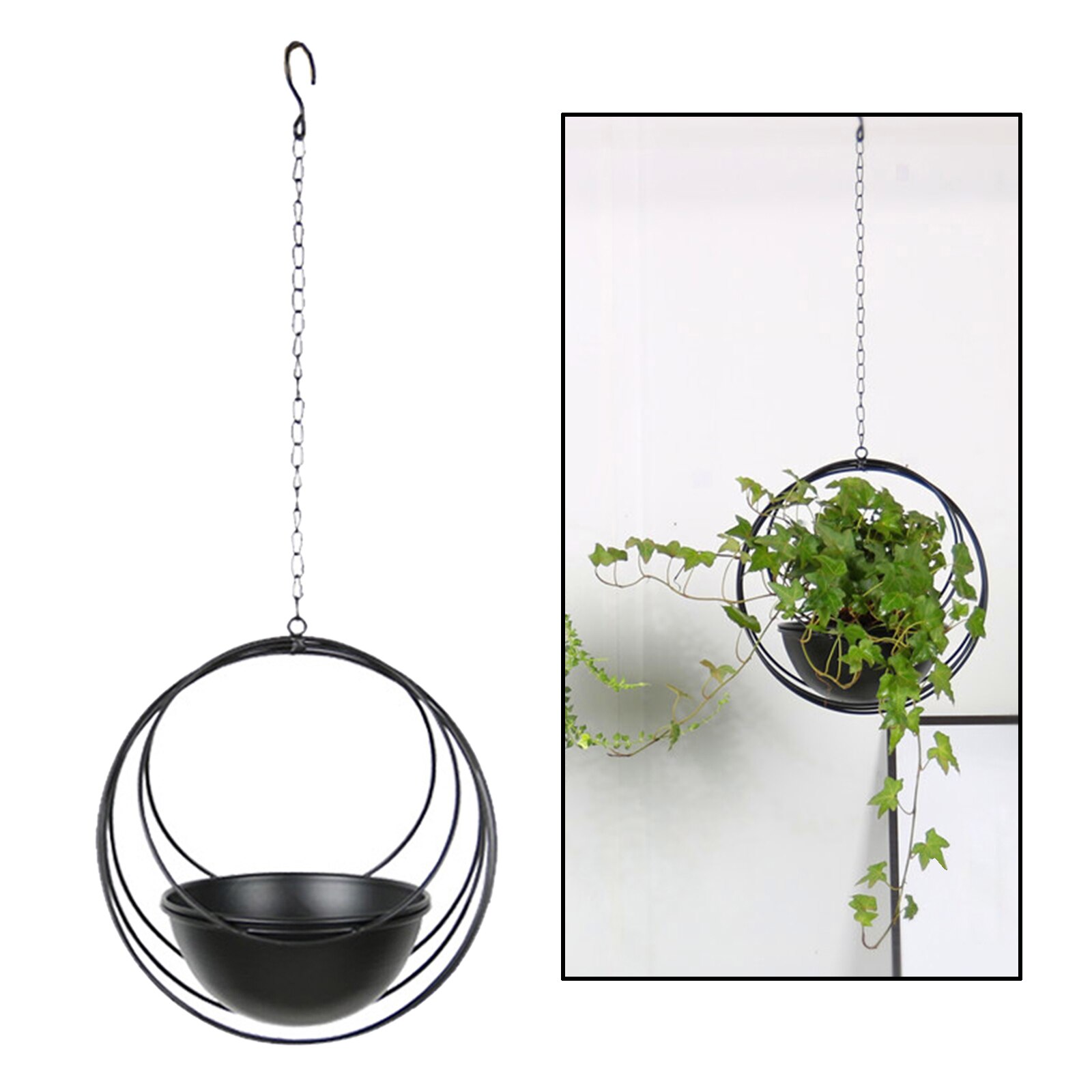 Nordic Style Ceiling Hanging Planter Modern Pot Holder Flowerpot: Multi-rings Black