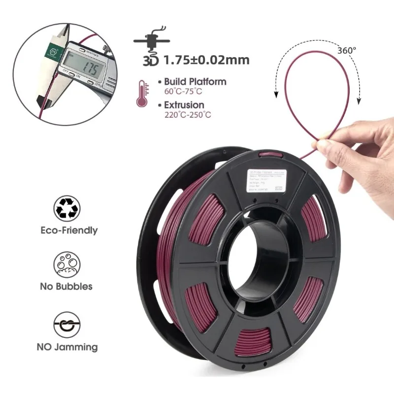 Filament PETG en Fiber de carbone 1.75mm, Filament PETG-CF résistant à l'usure et à la chaleur, excellente adhérence intercalaire PETG 1kg/250g