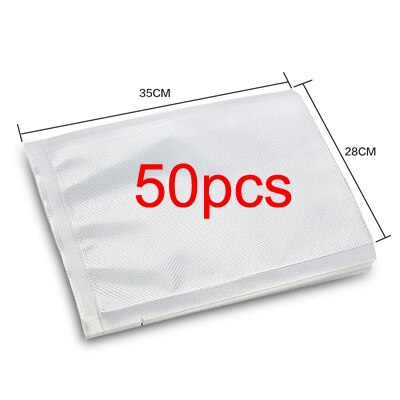 Keuken Vacuüm Sealer Verpakkingsmachine Voedsel Saver Bag Vacuüm Sealer Zakken Voor Voedsel Verse Lang Houden Opbergzakken Vacuum Sealer: 50 pcs 28X35cm