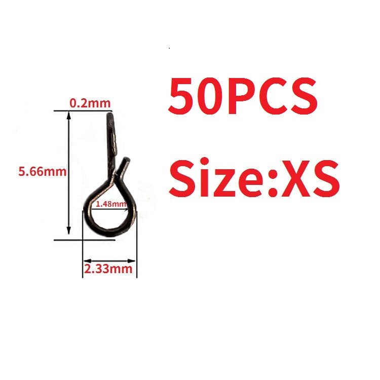 25-50PCS Stainless Steel Fly Fishing Connector Snap Pin Quick Change Flies Hook Lures Clip Fishing Gear Accessories: Size XS 50PCS