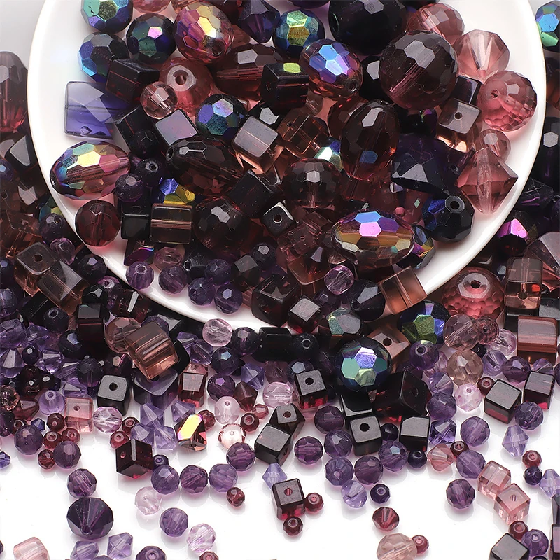 Cuentas de cristal con forma de tamaño mixto, cuentas de vidrio facetadas multicolores, cuentas espaciadoras sueltas para fabricación de joyería, collar de pulsera DIY: Azul