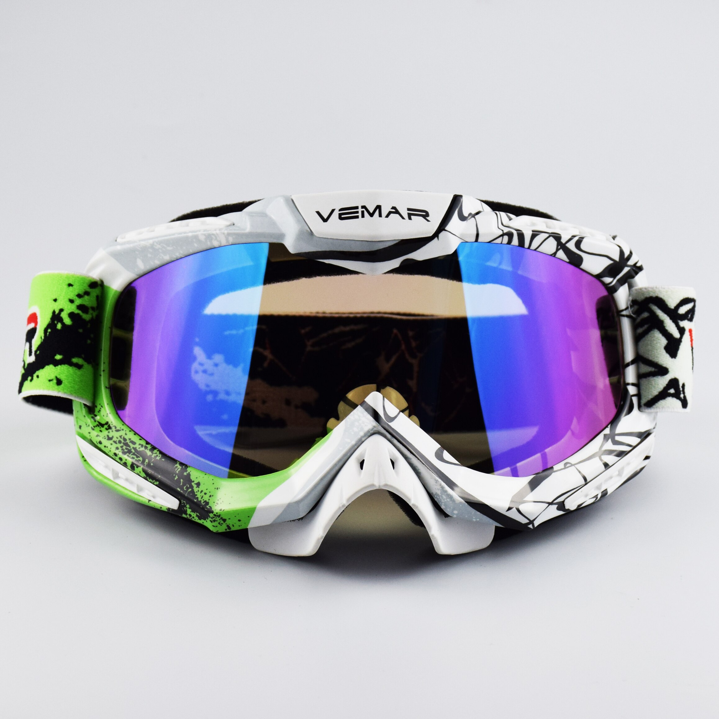 VEMAR Moto cross lunettes saleté vélo Moto cross lunettes Moto Cross lunettes vtt MX équitation lunettes masque moto cross: Green-QU1026