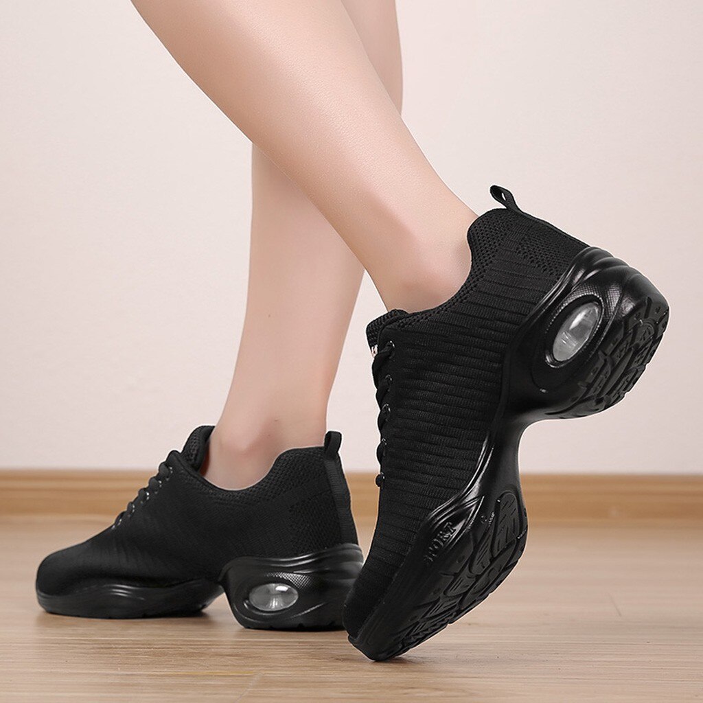 Mjuk yttersula kvinnas andetag jazz hip hop skor sportfunktion dans sneakers vita svarta tjejer moderna dansskor träning sh #g4