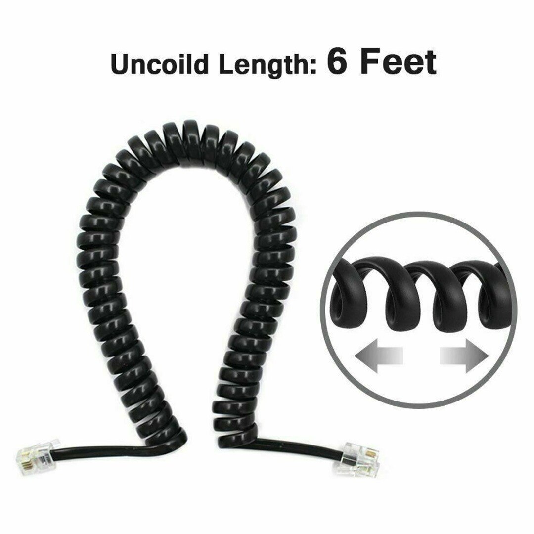 2m telefonrør mottakerledning fasttelefon telefon med krøllet spiral kabel ledning skjøteledning krøllet spiral telefonkabel