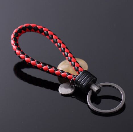 1X Hand Woven Leather Car Keychain Key ring For Land Rover LR2 LR3 Freelander Discovery Evoque Range Rover Sport Accessory: Special black red