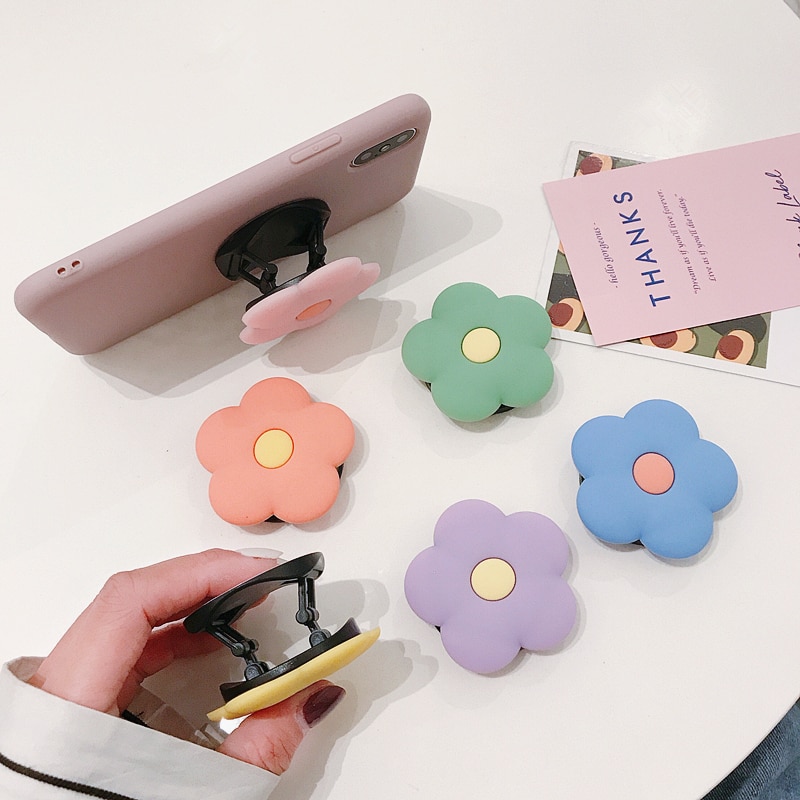 Cute Flower Folding stand Kawaii For Mobile phone Holder for iPhone X 8 7 6 Plus IPAD for Samsung For Huawei Phone Case Grip