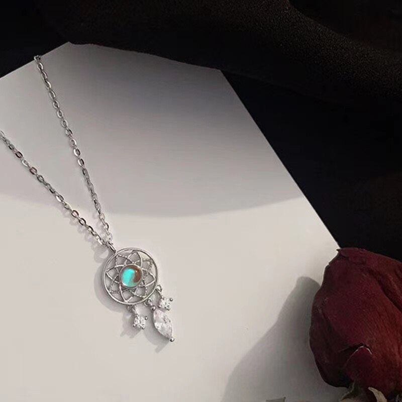 Moonstone colar de jóias da série 2021, colar com pingente de liga metálica vazada colar feminino
