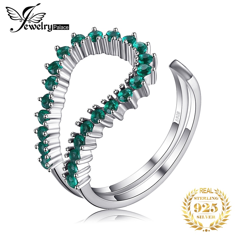 Jewelpalace Gesimuleerde Nano Emerald Ring 925 Sterling Zilveren Ringen Voor Vrouwen Stapelbaar Ringen Band Zilver 925 Sieraden Fijne Sieraden