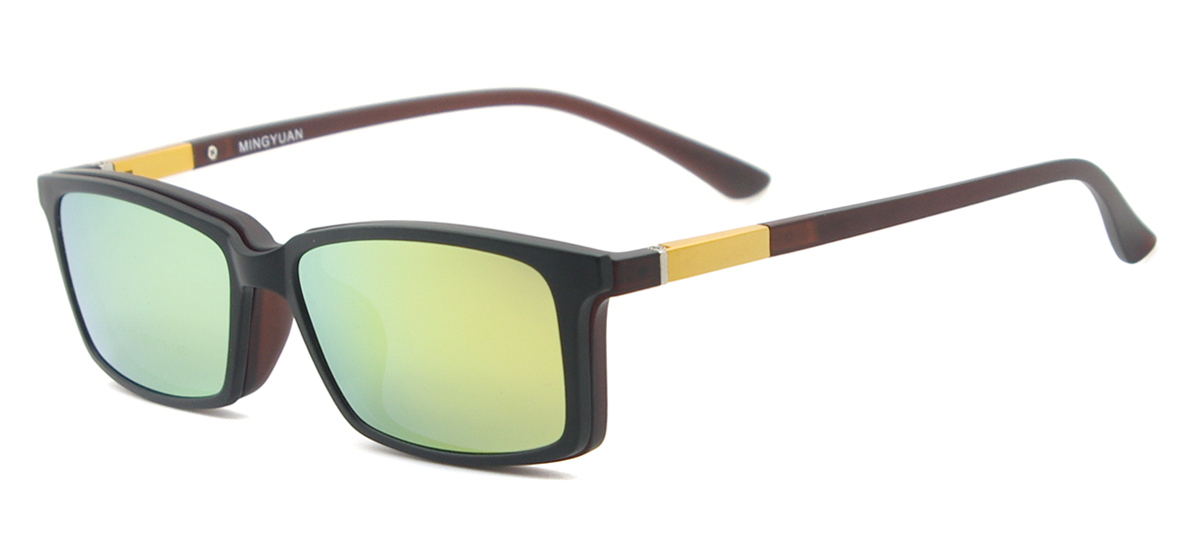 TendaGlasses Lightweight Flexible Rectangular TR90 Men Women Prescription Eyeglass Frame with Polarized Clip On Sunglasses: Auburn