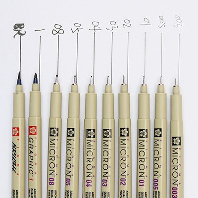 SAKURA Pigma Micron Pen drawing needle pen 003 005 1.0 01 02 03 04 05 08 Brush fine point Markers pen 10pcs sketch painting Art: 10pcs