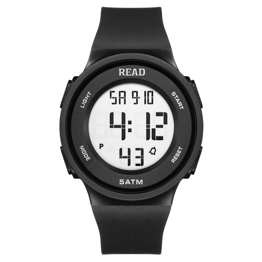 Horloges voor dames, modehorloge met LED-definitieweergave met hoge resolutie, waterdicht multifunctioneel elektronisch digitaal horloge: Black